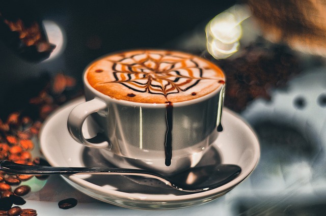 Close-up photo of latte art in a cup from a Portland cafe